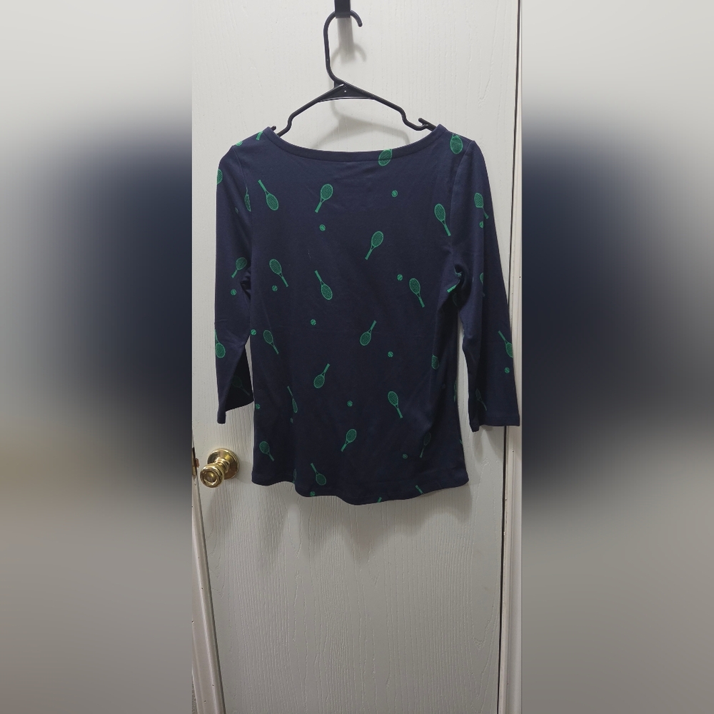 Charter Club Pima Cotton Tennis Print Boat Neck Top Size Small NWT - Picture 9 of 9